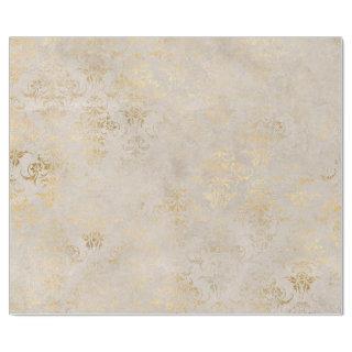 Ivory and Gold Grunge Vintage Damask