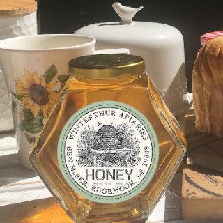 Ivory Honey Jar Label (Vintage Skep) Sage Border