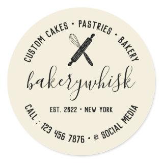 Ivory Signature Whisk Utensils Bakery Chef Classic Round Sticker