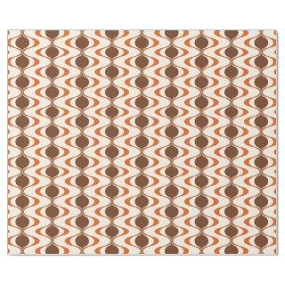 Ivory Tan Brown Burnt Orange Ogee Wave Pattern