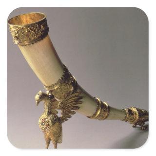 Ivory tusk drinking horn with silver-gilt mounts square sticker