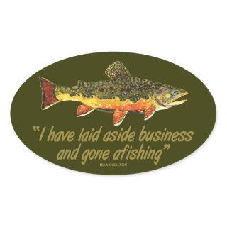 Izaak Walton Fishing Quote Oval Sticker