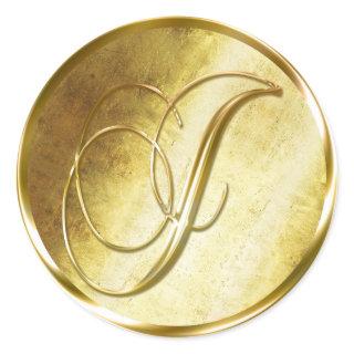 J Monogram Faux Gold Envelope Seal Stickers