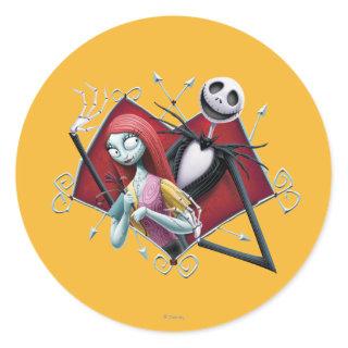 Jack and Sally in Heart Classic Round Sticker