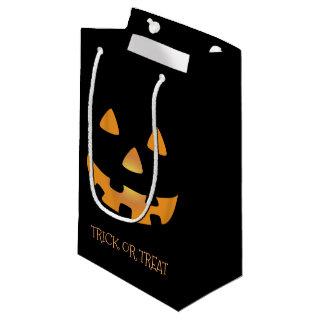 Jack o' lantern face on black background small gift bag