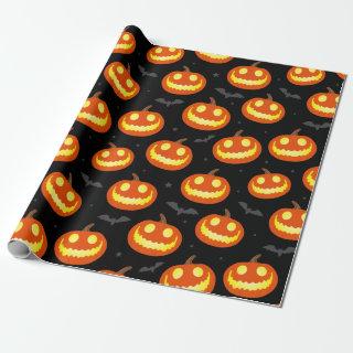 Jack O Lantern Smiling Pumpkins and Bats Halloween