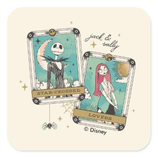 Jack & Sally Star-Crossed Lovers Tarot Cards Square Sticker