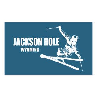 Jackson Hole Wyoming Skier Rectangular Sticker