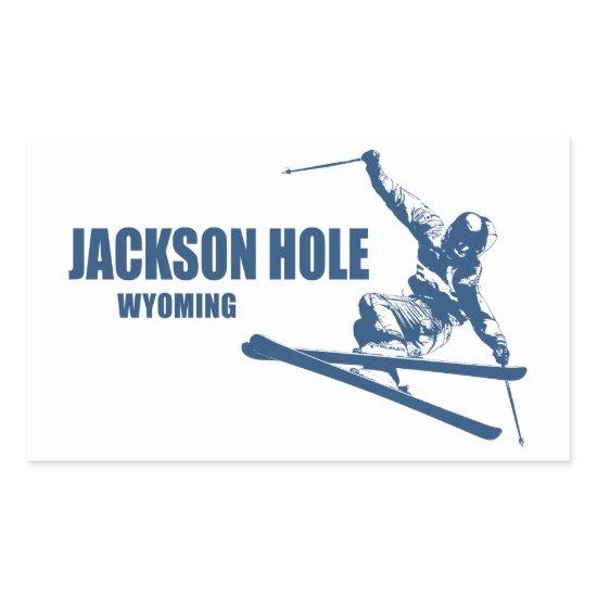 Jackson Hole Wyoming Skier Rectangular Sticker