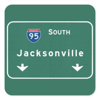 Jacksonville Florida Interstate Highway Freeway : Square Sticker