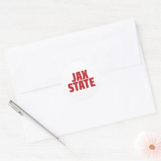 Jacksonville State University JAX STATE Bold Red Classic Round Sticker