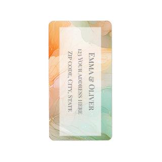 Jade green and terracotta marble card label
