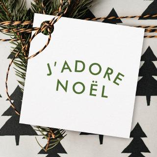 J'adore Noel | Christmas Minimalist Green White Favor Tags