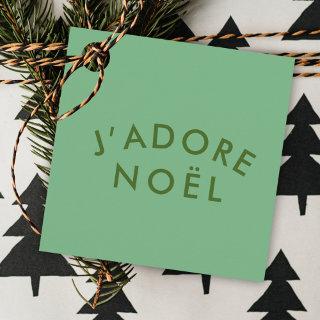 J'adore Noel | Modern Minimalist Love Xmas Green Favor Tags
