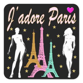 J'ADORE PARIS EIFFEL TOWER DESIGN SQUARE STICKER