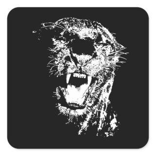 Jaguar Roaring Square Sticker