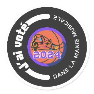 J'ai voté 2024 noir et blanc classic round sticker