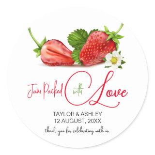 Jam Packed with Love Strawberry Fruit | Wedding Classic Round Sticker