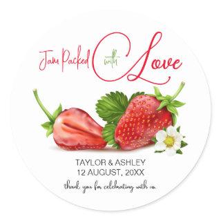 Jam Packed with Love Strawberry Fruit | Wedding Classic Round Sticker