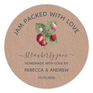 Jam Packed with Love Strawberry Jam Wedding Favors Classic Round Sticker