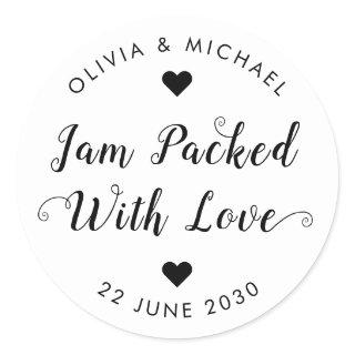 Jam Packed With Love Wedding Party Jam Jar Favor Classic Round Sticker