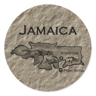 Jamaica Map (vintage) Classic Round Sticker