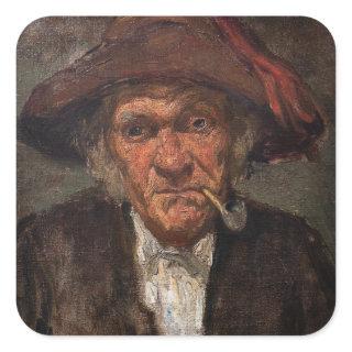 James Whistler - Man Smoking a Pipe Square Sticker