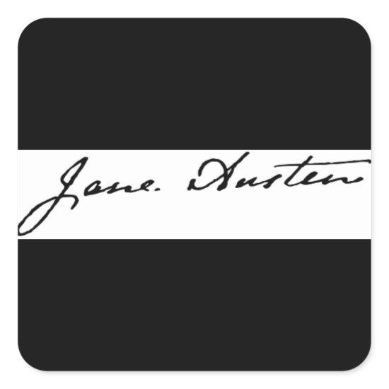 Jane Austen Signature Square Sticker