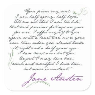 Jane Austen's Persuasion Quote #1 Square Sticker