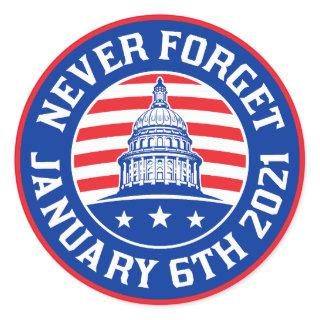 January 6 2021 Never forget 1/6/21 US insurrection Classic Round Sticker