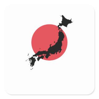 Japan Flagge Kartenumriss Square Sticker