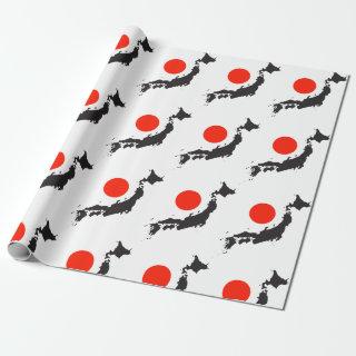 Japan map outline and circle