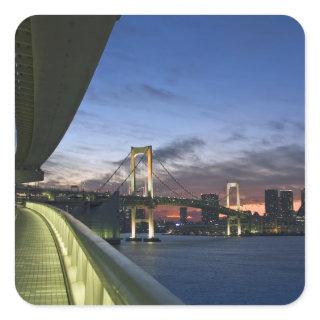 Japan. Tokyo. Rainbow Bridge in Tokyo Bay. Square Sticker