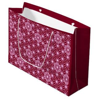 Japanese Asanoha pattern - burgundy Large Gift Bag