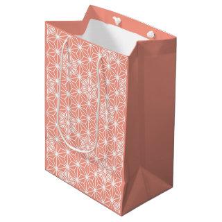Japanese Asanoha pattern - coral pink Medium Gift Bag