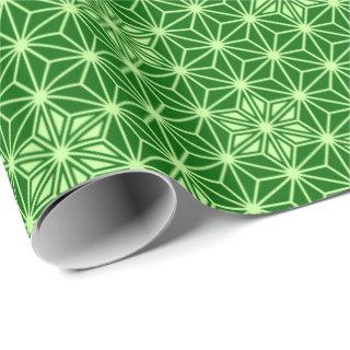 Japanese Asanoha Pattern, Emerald and Lime Green