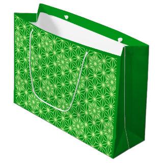 Japanese Asanoha pattern - emerald green Large Gift Bag