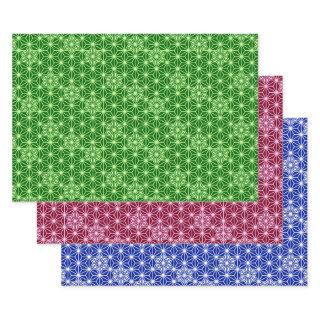 Japanese Asanoha pattern, Green, Burgundy, Blue    Sheets