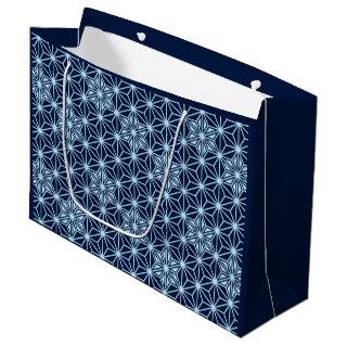 Japanese Asanoha pattern - Indigo Blue Large Gift Bag