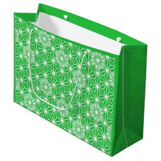 Japanese Asanoha pattern - jade green Large Gift Bag