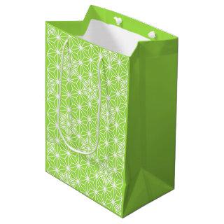 Japanese Asanoha pattern - light lime green Medium Gift Bag