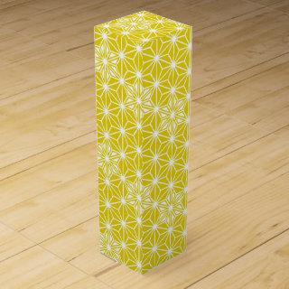 Japanese Asanoha pattern - mustard gold and white Wine Gift Box