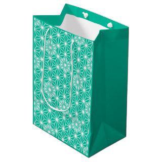 Japanese Asanoha pattern - peacock blue Medium Gift Bag