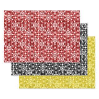Japanese Asanoha pattern, Red, Black/White, Gold   Sheets