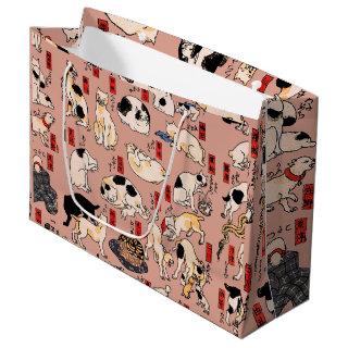 japanese cats Ukiyo-e Funny kitty Large Gift Bag