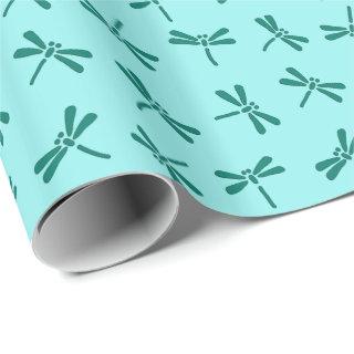 Japanese Dragonfly Pattern, Turquoise and Aqua