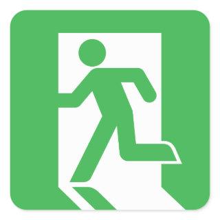Japanese Emergency Exit Sign Square Sticker