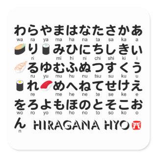 Japanese Hiragana table(Sushi) Square Sticker