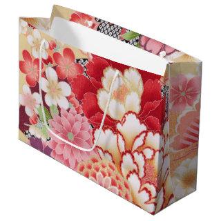 Japanese KIMONO Textile, Floret Pattern Large Gift Bag
