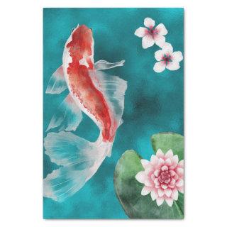 Japanese Koi Fish, Cherry Blossoms Japan  Tissue Paper
